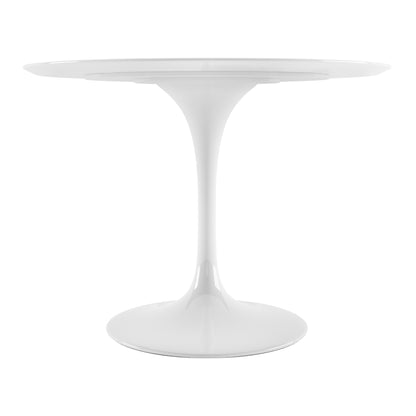 42" White Fiberglass And Metal Dining Table