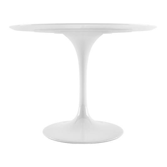 42" White Fiberglass And Metal Dining Table