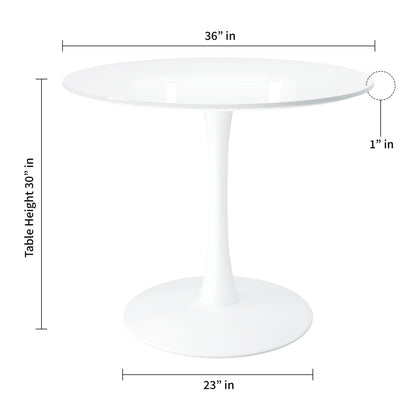 Table à manger en métal blanc de 36 po