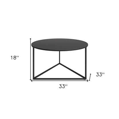 Table basse ronde en acier noir de 33 po