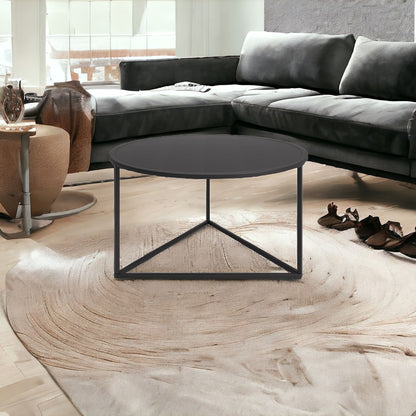 Table basse ronde en acier noir de 33 po