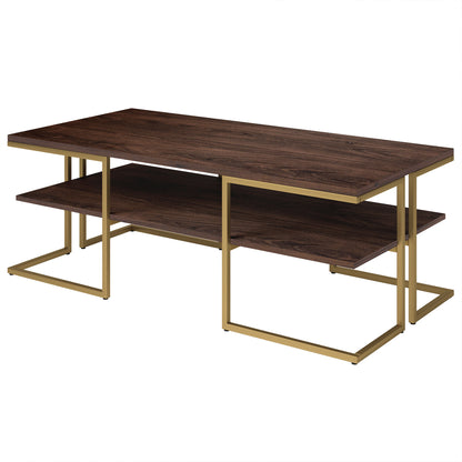 Table basse en acier doré de 45 po avec étagère