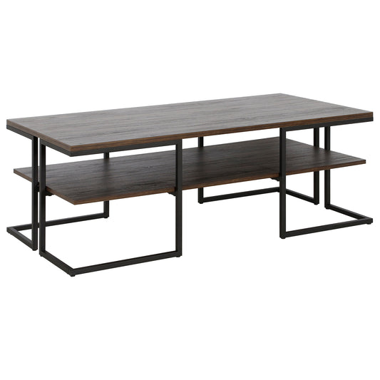 Table basse en acier noir de 45 po avec étagère