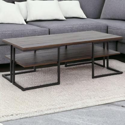 Table basse en acier noir de 45 po avec étagère