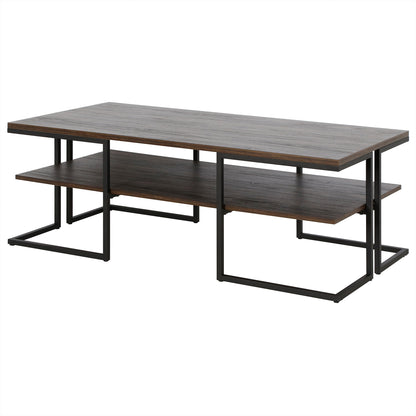 Table basse en acier noir de 45 po avec étagère