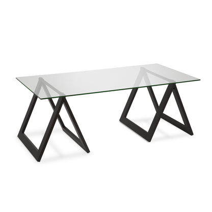 Table basse en verre noir et acier de 46 po