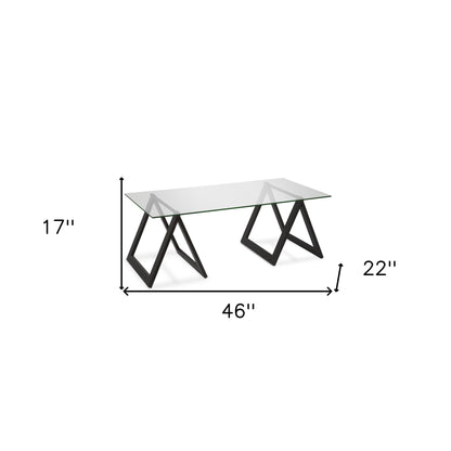 Table basse en verre noir et acier de 46 po