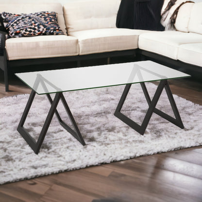 Table basse en verre noir et acier de 46 po