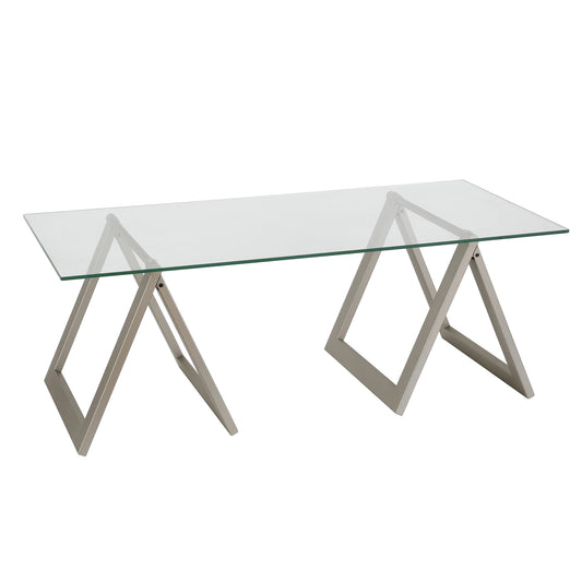 Table basse en verre transparent et en acier de 46 po