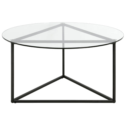 Table basse ronde en verre noir et acier de 35 po