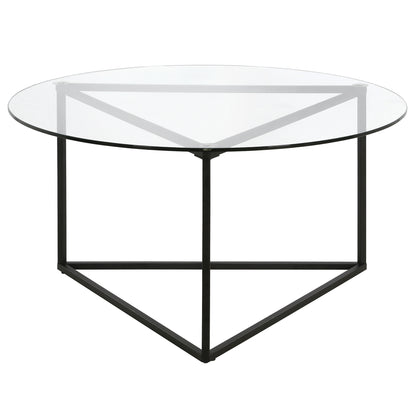 Table basse ronde en verre noir et acier de 35 po