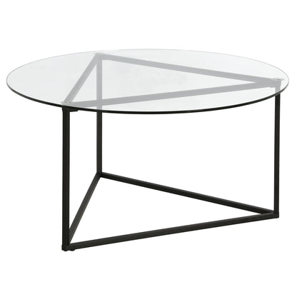 Table basse ronde en verre noir et acier de 35 po