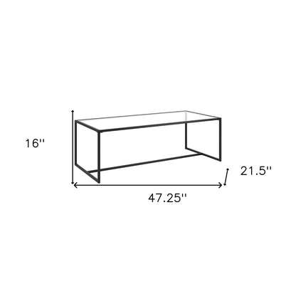 Table basse en verre noir et acier de 47 po