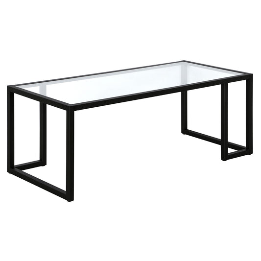 Table basse en verre noir et acier de 45 po