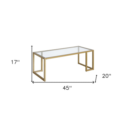 Table basse en verre doré et en acier de 45 po