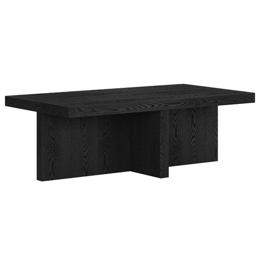 Table basse large en similibois noir de 44 po