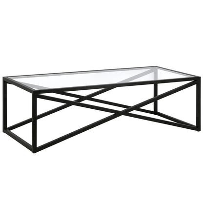 Table basse en verre noir et acier de 54 po