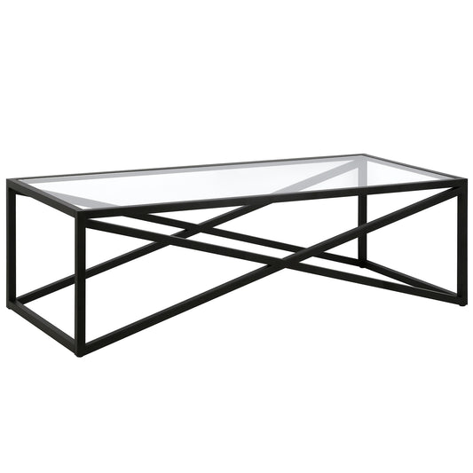 Table basse en verre noir et acier de 54 po