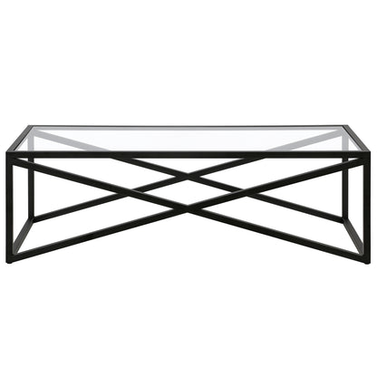 Table basse en verre noir et acier de 54 po