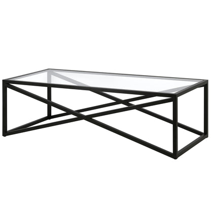 Table basse en verre noir et acier de 54 po