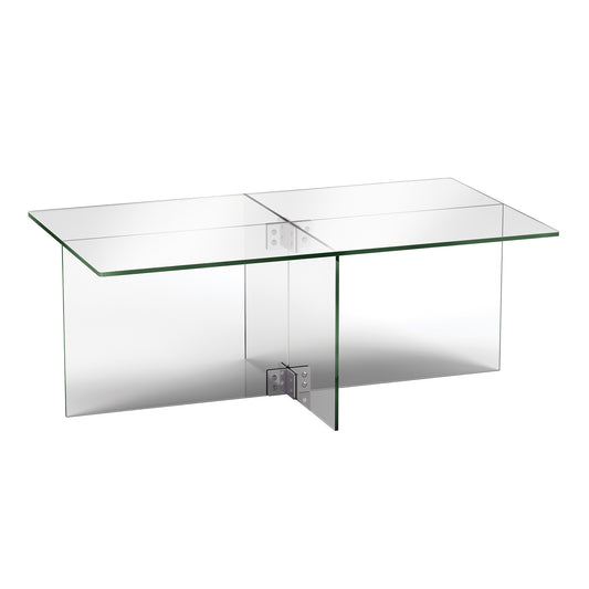 Table basse en verre transparent et en acier de 24 po