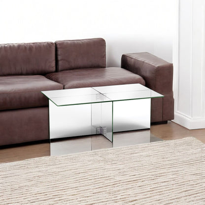 Table basse en verre transparent et en acier de 24 po