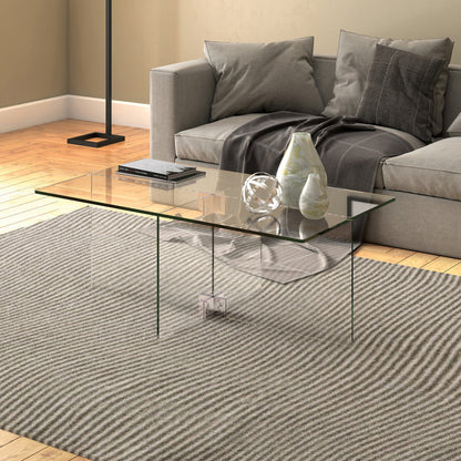 Table basse en verre transparent et en acier de 24 po