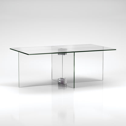 Table basse en verre transparent et en acier de 24 po