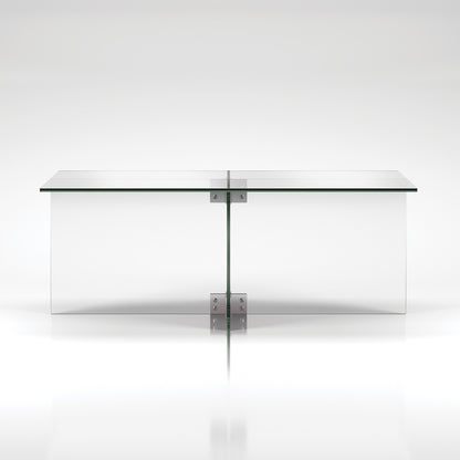 Table basse en verre transparent et en acier de 24 po