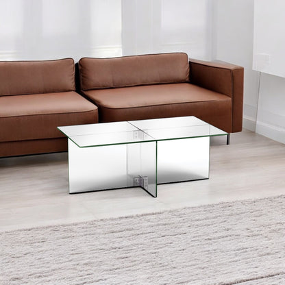 Table basse en verre transparent et en acier de 24 po