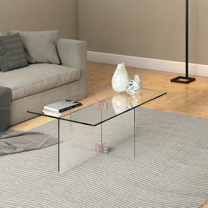 Table basse en verre transparent et en acier de 24 po