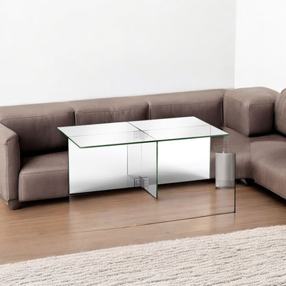 Table basse en verre transparent et en acier de 24 po