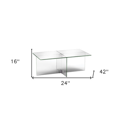 Table basse en verre transparent et en acier de 24 po