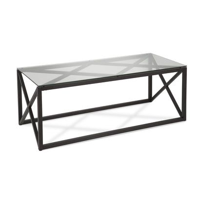 Table basse en verre noir et acier de 46 po