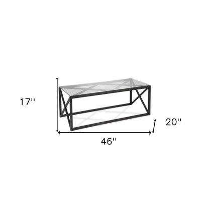 Table basse en verre noir et acier de 46 po