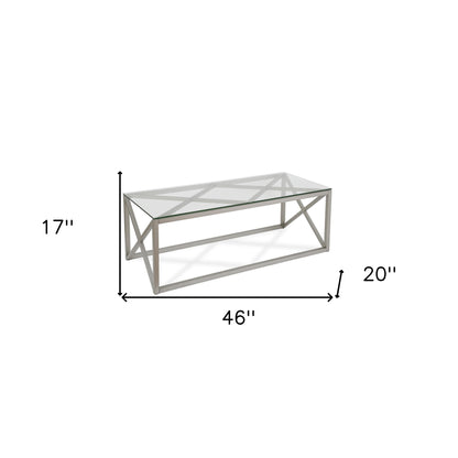 Table basse en verre argenté et en acier de 46 po