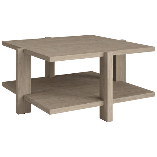 Table basse carrée grise de 35 po avec étagère