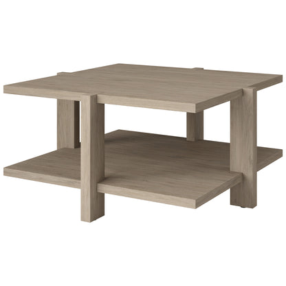 Table basse carrée grise de 35 po avec étagère