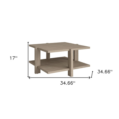 Table basse carrée grise de 35 po avec étagère