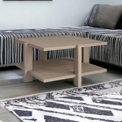 Table basse carrée grise de 35 po avec étagère