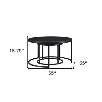 Ensemble de deux tables basses rondes gigognes en acier noir de 35 po