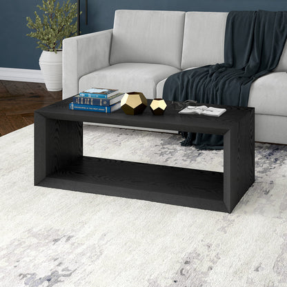 Table basse en faux bois noir de 48 po avec étagère