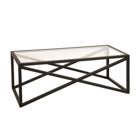 Table basse en verre noir et acier de 46 po