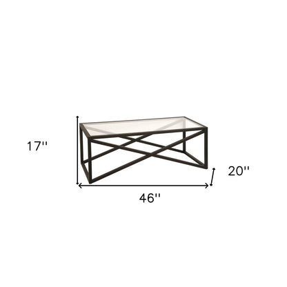 Table basse en verre noir et acier de 46 po