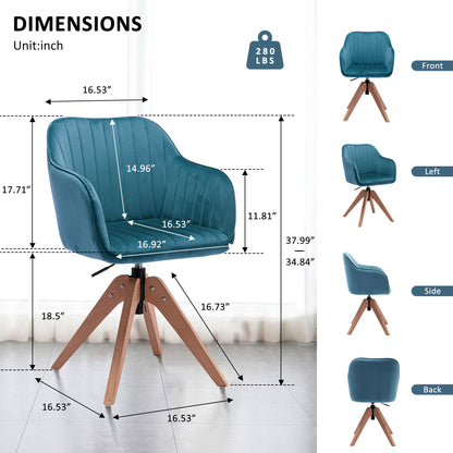 Chaise de salle à manger capitonnée en velours bleu sarcelle et naturel et en bois