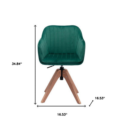 Chaise de salle à manger capitonnée en velours vert et naturel et en bois