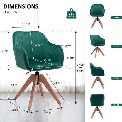 Chaise de salle à manger capitonnée en velours vert et naturel et en bois