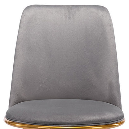 Chaise de salle à manger en velours et métal gris et doré