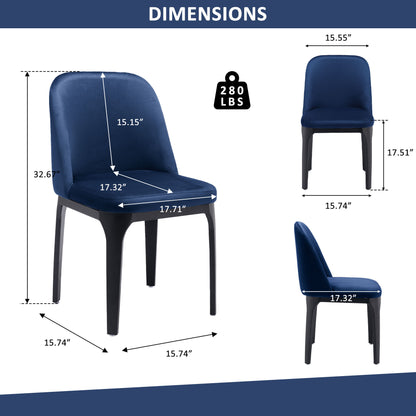 Chaise de salle à manger en velours bleu et noir et métal