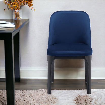 Chaise de salle à manger en velours bleu et noir et métal